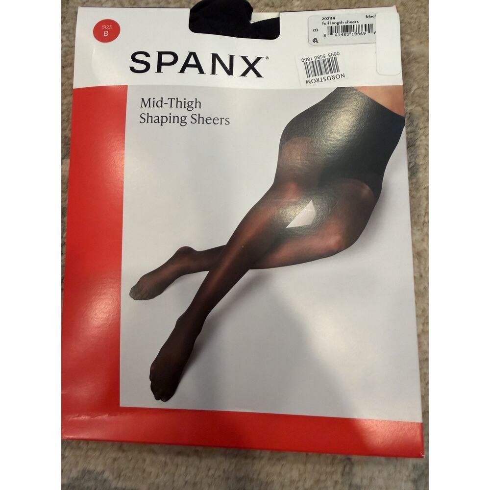 Spanx Mid Thigh Shaping Sheets Full Length Black Sz B NEW NIB $38